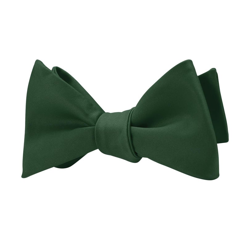 PenSee Mens Self Bow Tie Dark Green Solid Jacquard Woven Bowtie(Hunter Green) - Image 3